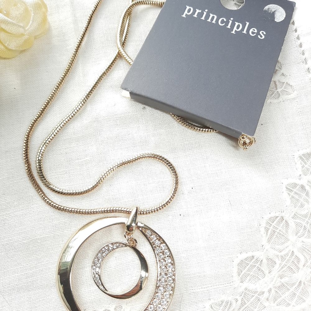 Principles Long Crystal Runway Necklace NWT